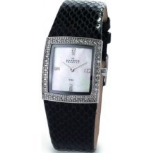 608SSLB8 Skagen Ladies Leather White Black Snake Watch