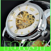 6pcs New Ladies Heart Shape See Thourgh Automatic Mechanical Womens