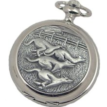 A E Williams 4841Sk Greyhounds Mens Mechanical Pocket Watch With Chain