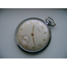 A Vintage Men Wind Up Pocket Watch Fulton By Hafis 7 Jewels Running