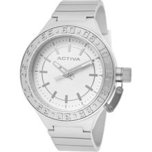 Activa By Invicta Aa300-022 White Dial Silver Tone Polyurethane Watch $99