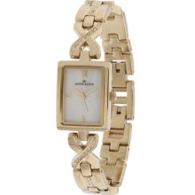 Ak Anne Klein 10-9424mpgb Swarovski Crystal Gold Mother-of-pearl Dial Watch