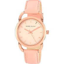 AK Anne Klein Women's 10-9926RGLP Rose Gold Tone Light Pink Leather Strap Watch