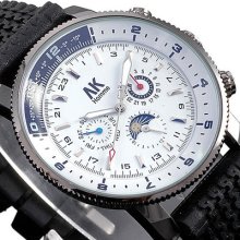 Ak-homme Day & Date Nightvision Hands Mens Autonatic Mechanical Wrist Watch