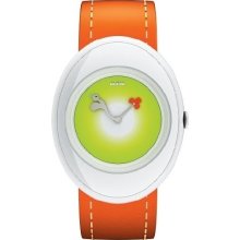 Alessi Kids Millennium Jr. Analog Plastic Watch - Orange Rubber Strap - Green Dial - AL20003