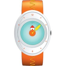 Alessi Kids Millennium Jr. Analog Plastic Watch - Orange Rubber Strap - Blue Dial - AL20001