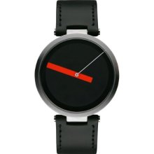 Alessi Men's Quartz Watch With Black Dial Analogue Display And Black Leather Bracelet Al18011