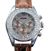 Alias Kim Coffee Crystal Dial&case Womens Ladies Wrist Fashion Watch