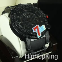 All Black Crystal Face Rare Custom Hip Hop Bling Watch Silicone Band Best Deal
