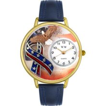 American Patriotic Navy Blue Leather And Goldtone Watch #G1220035