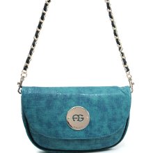 Anais Gvani Â® Women's Small Croco Shoulder Bag with Chain-Twined Straps - Blue/Black