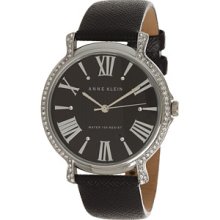 Anne Klein Watch, Womens Black Leather Strap 38mm Ak-1155BKBK