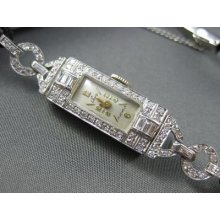 Antique 1.0ct Euro Old Mine Diamond Platinum Choisi 17jewels Women's Watch 2218
