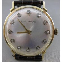 Antique Diamond Girard Perregaux Swiss Mechanical 14k Ylw Gold Mens Watch 21365