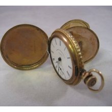 Antique Mermod Jaccard & Co Ladies Hunter Pocket Watch Elgin 14k Gold Filled 190