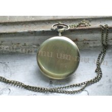 Antique Necklace Pendant Pocket Watch Quartz Bronze Chain Wp099