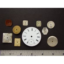 Antique Vintage brass, silver, gold tone round, square wristwatch pocket, watch dials lot of 10, jewelry, Steampunk Art Supplies 1510