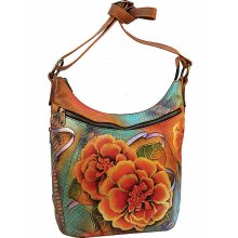 Anuschka Bags HAND PAINTED Leather Multi Pocket Hobo 505PTB