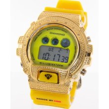 Aqua Master Men's Gold-tone Case Yellow Resin Band Diamond Watch .15ct