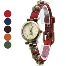 Assorted Colors Women's Skull Style PU Analog Quartz Wrist Watch
