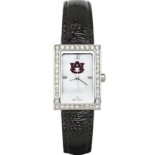 AUBURN UNIV LADIES ALLURE WATCH BLACK LEATHER STRAP