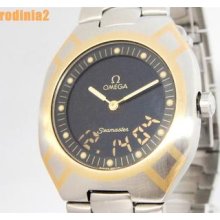 Auth Omega Mens Seamaster Digital / Analog 18k&ss Quartz Watch In Beautiful