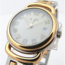 Authentic Ladies Hermes Pullman Watch Ss/18k Gp Reasonable Price Great Condition
