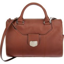 B. Makowsky Glove Leather Convertible Barrel Satchel - Maple - One Size