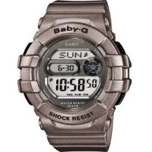 Baby G Gray Plastic Resin Case And Bracelet Shiny Silver Tone Digital