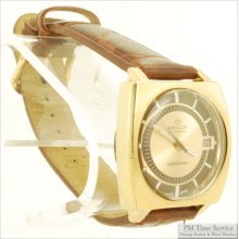 Baylor 17J automatic Norseman with date vintage wrist watch, yellow gold plated & stainless steel water resistant case