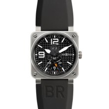 Bell & Ross Br 0351 Gmt Aviation Titanium Black Carbon Fibre Dial Men's Watch