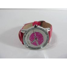 Betsey Johnson Mirror Pink Lip Leather Ladies Watch Bj00108-13