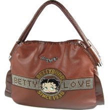 Betty Boop Love Fashion Hobo Handbag Purse Rhinestones Brown