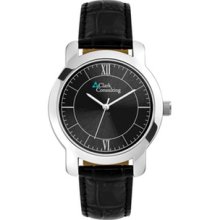 Black Custom Dress Watch, Croco Pattern Strap Dress Watch