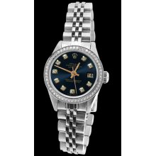 Black diamond dial bezel stainless steel jubilee rolex datejust lady watch - Black - Metal