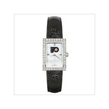 Black Leather Philadelphia Flyers Watch with Cz Frame