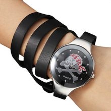 Black Women's Bracelet Style PU Analog Quartz Watch