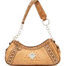 Blazin Roxx Tan Faux Croc Crystal Concho Hobo Bag