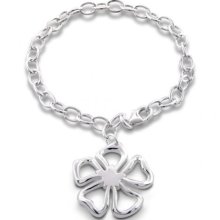 Bling Jewelry Sterling Silver Flower Charm Bracelet 7 inches
