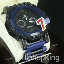 Blue Silicone Bullet Band Hip Hop Watch Back Light Sporty Rapper Fashion Look
