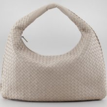 Bottega Veneta Intrecciato Large Hobo Bag Gray