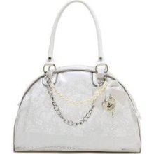 Bow-Accent Lace-Pattern Clear Satchel White - One Size
