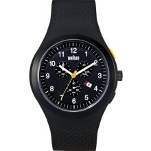 Braun Mens Black Silicone Band Water Resistant Chronograph Sports Watch - Bn0115