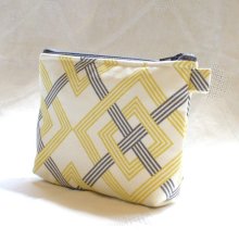 Bridesmaids Cosmetic Bag Makeup Bag Gadget Bag Zipper Pouch Handmade Square Root Gray Citron Yellow MTO