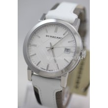 BU9019 Burberry The City women watch 38mm nova check white leather date Swiss - White - Leather