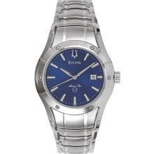 Bulova 96G92 Watch Marine Star Mens - Blue Dial Stainless Steel Case Quartz Movement