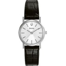 Bulova Women's Black Leather Strap Watch w/ Round Dial Bulova Women's Black Leather Strap Watch w/ Round Dial