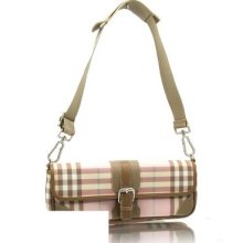 Burberry Pink Nova Check Shoulder Handbag Convertible Wristlet Bag