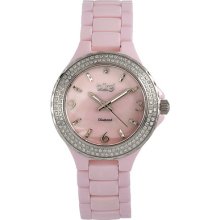 Burgi Ladies Diamond Accent And Crystal Pink Ceramic Watch Msrp $875.0 Burgi Ladies Diamond Accent And Crystal Pink Ceramic Watch Msrp $875.0