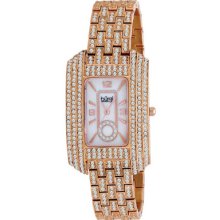 Burgi Watches Women's White Mother of Pearl Dial Rose-tone Brass Rose-